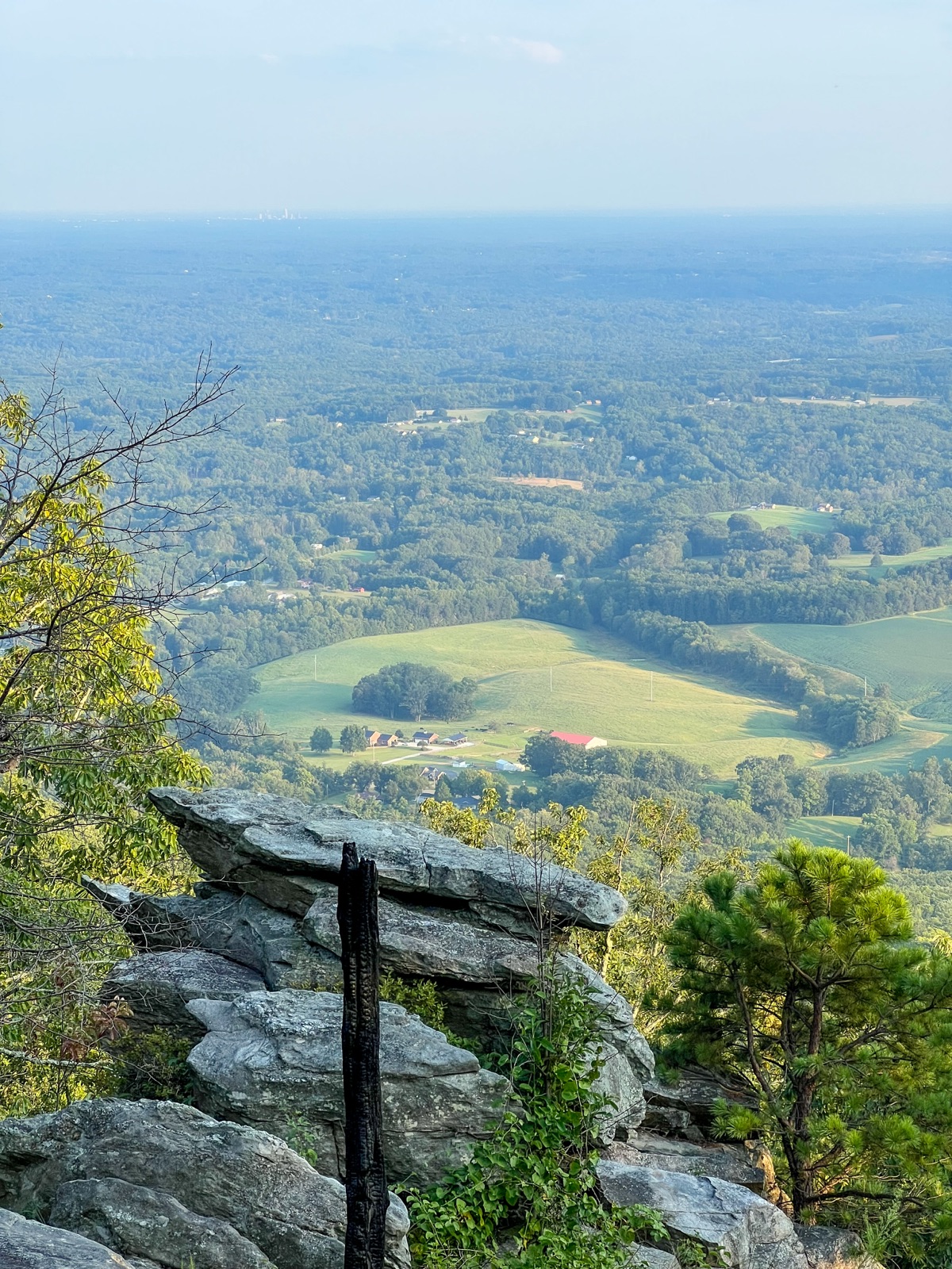 Pilot Mountain State Park quartzite knob rising above the NC Piedmont